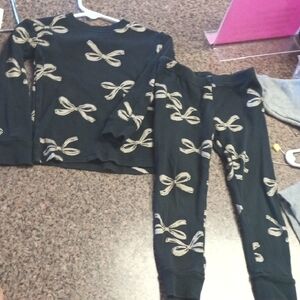 Carter's Black Pajama Set with Cream Bows